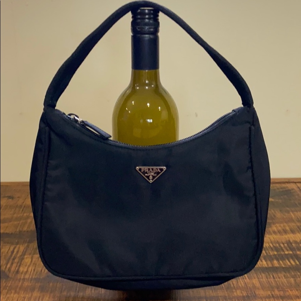 VINTAGE Prada Tessuto mini shoulder bag black